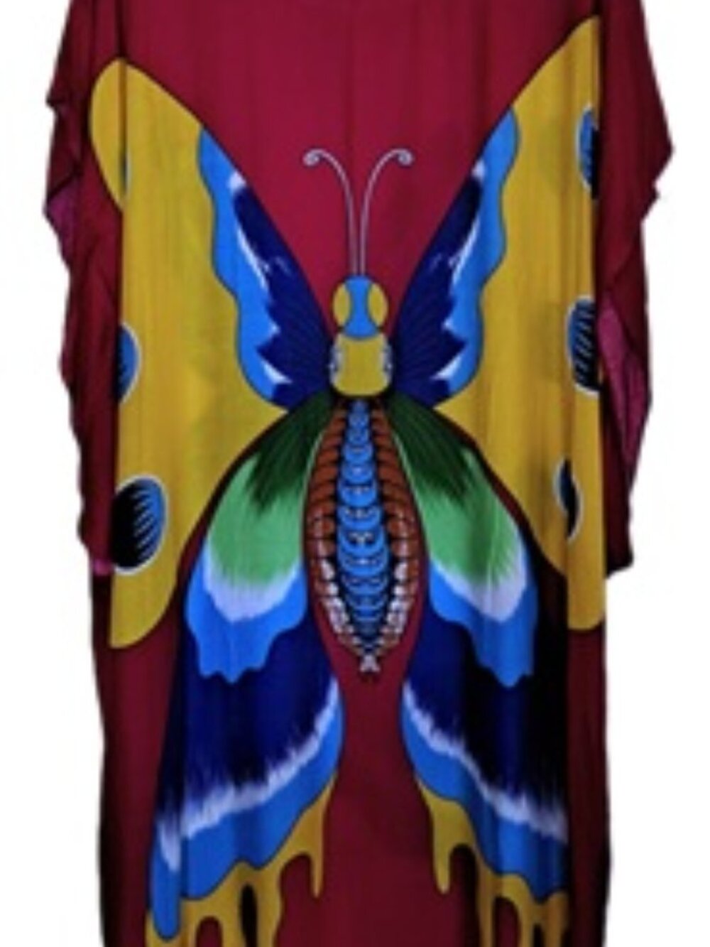 NWOT 80s Fuchsia Butterfly Kaftan Top/Dress Xl